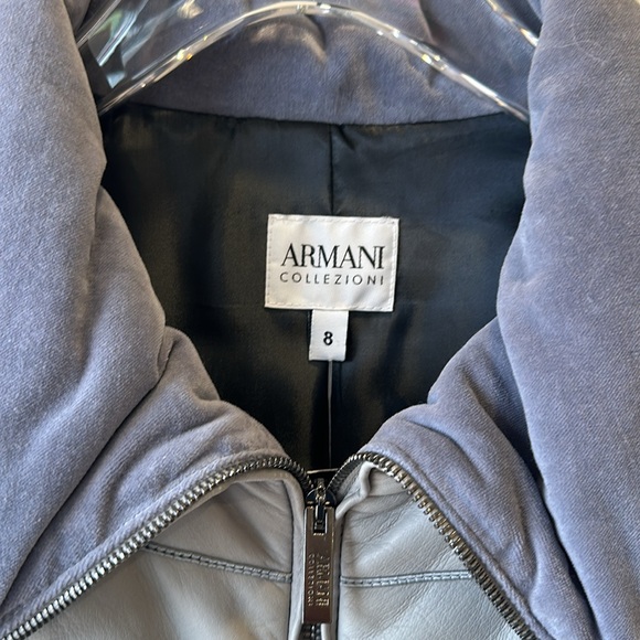 Vintage Armani Baby Blue Suede Collar Jacket - Picture 2 of 7